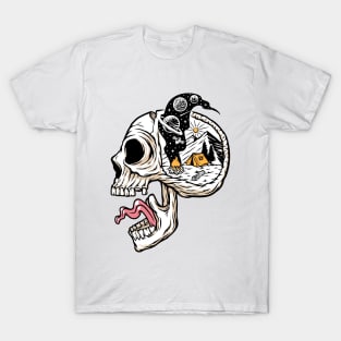 Skull With Camping Mind T-Shirt